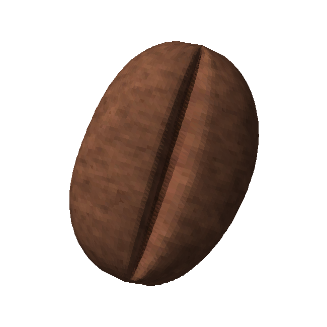 The textured coffee-bean model used in the scene.