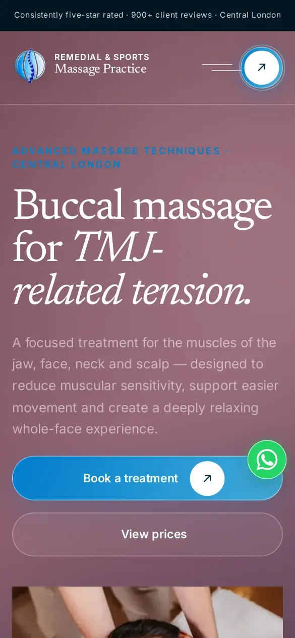 Buccal massage page on mobile