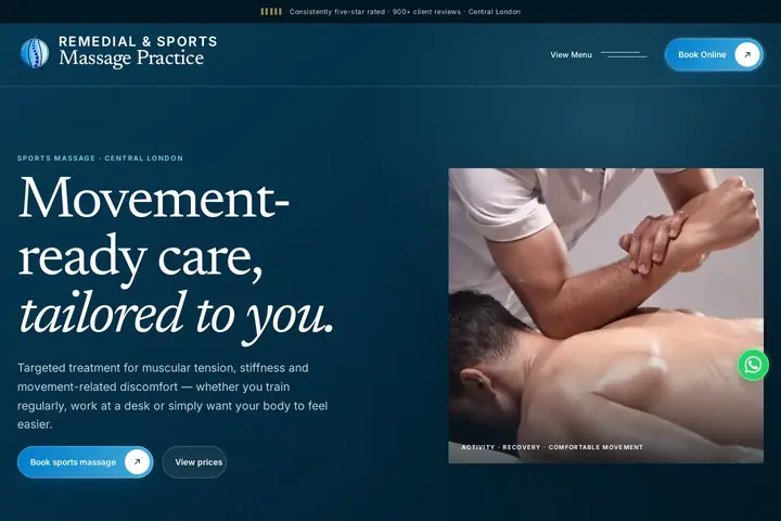 Sports massage on the Remedial & Sports Massage Practice website