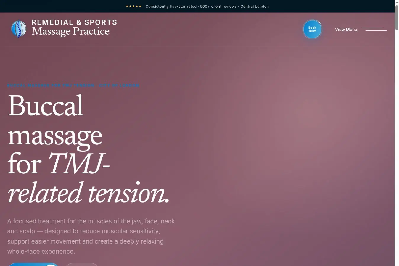 Buccal massage page on desktop